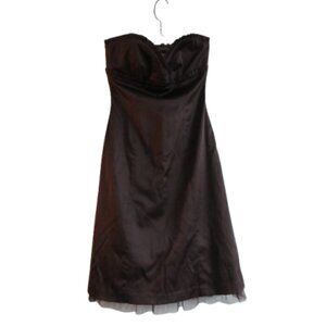 VINTAGE Y2K RW & CO Espresso Brown Satin Sweetheart Tulle Dress Goth - Size US 0